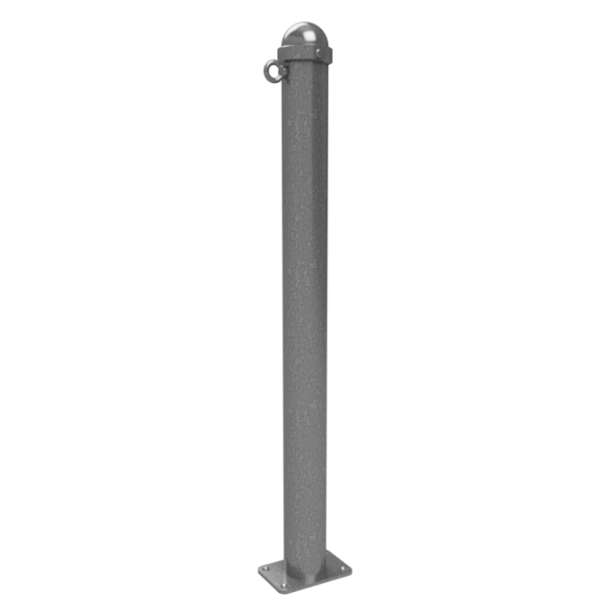 Ornamental bollard | Series 477B | � 76 mm | stationary, to be fixed by plugswith base plate 100 x 150 mm | without lock | with 1 eyelet